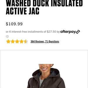 NEW Womens XXL Carhartt  Loose Fit Washed Duck Insulated Active Jacket. Eggplant